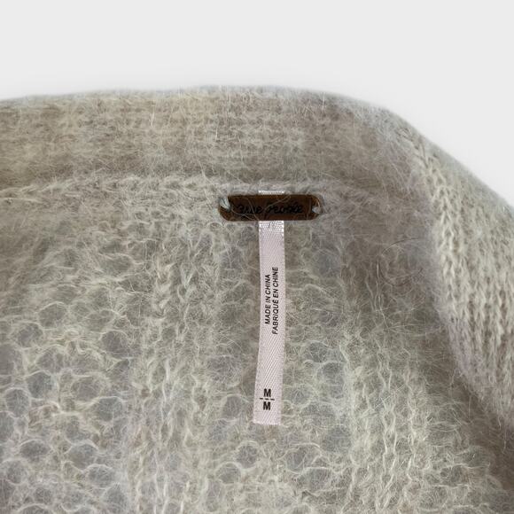Free People Ameila Alpaca Blend Cardigan Open Knit Oatmeal Heather Sz Medium NEW - Picture 4 of 7